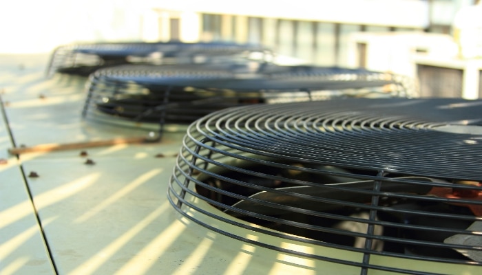 air conditioning system assembled on top of a building 1